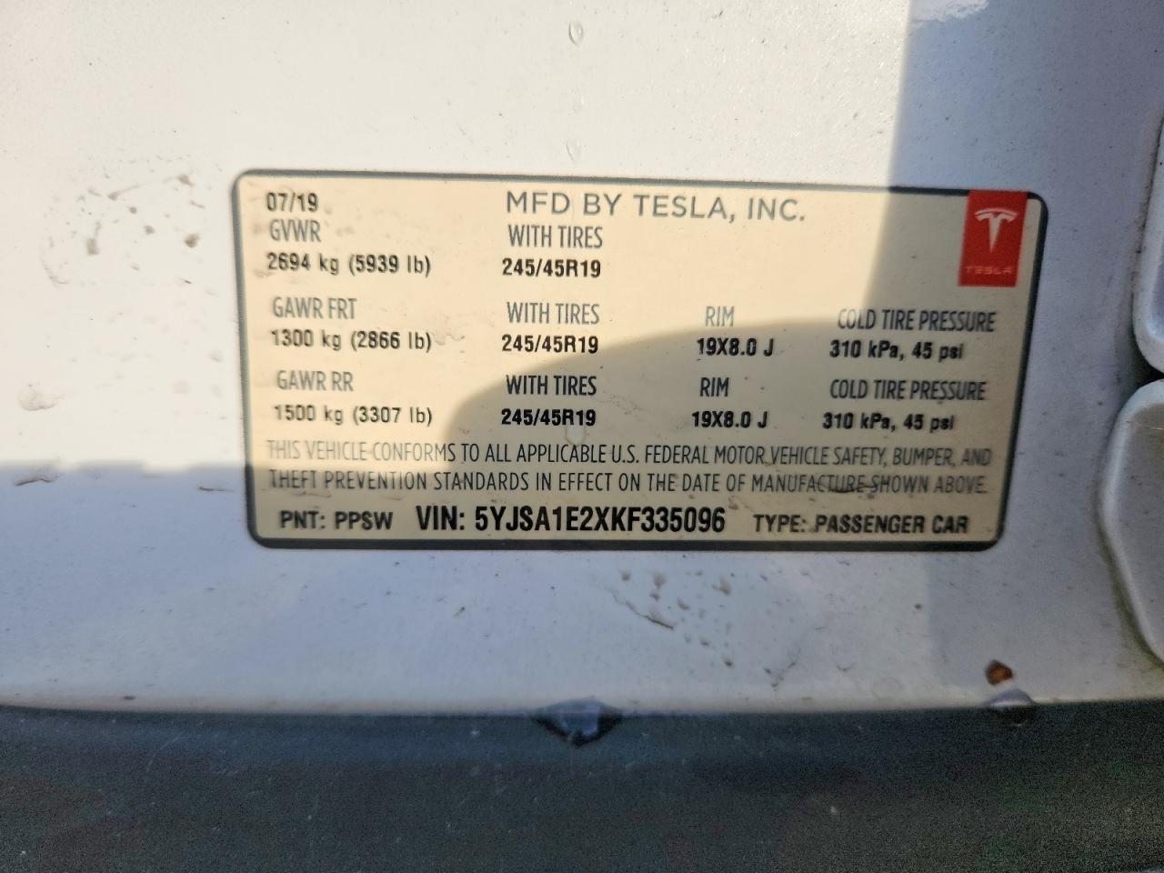2019 TESLA MODEL S
