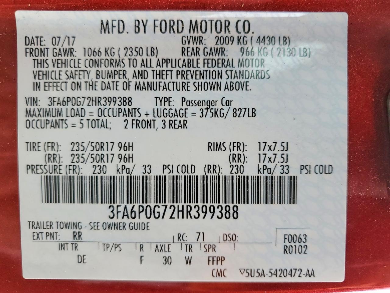 2017 FORD FUSION