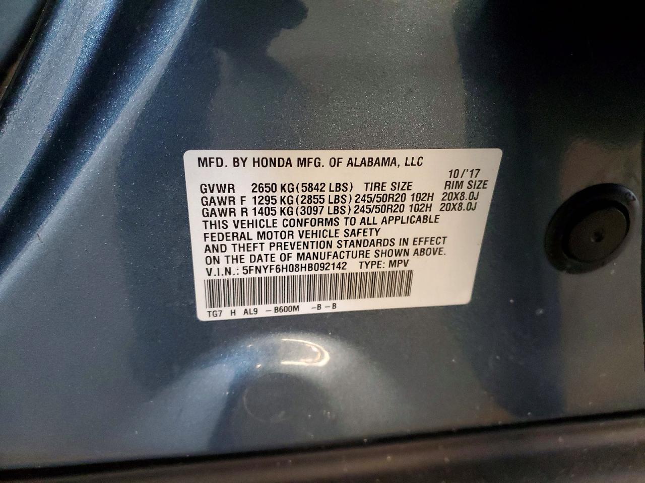 2017 HONDA PILOT
