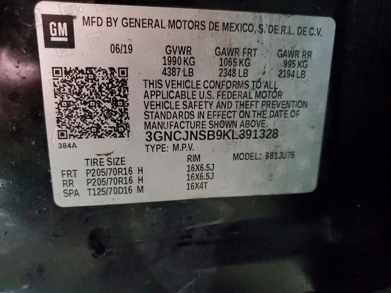 2019 CHEVROLET TRAX