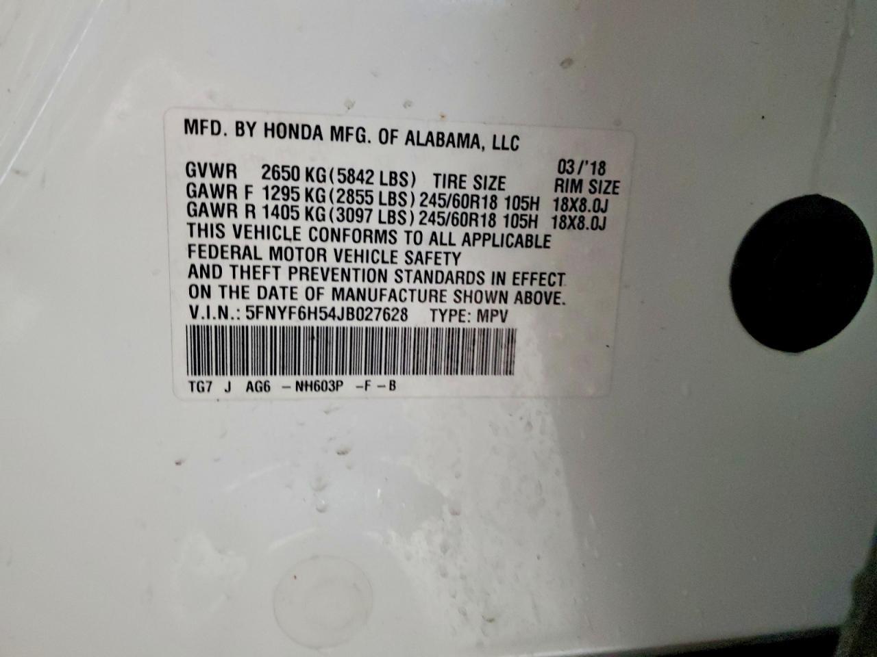 2018 HONDA PILOT