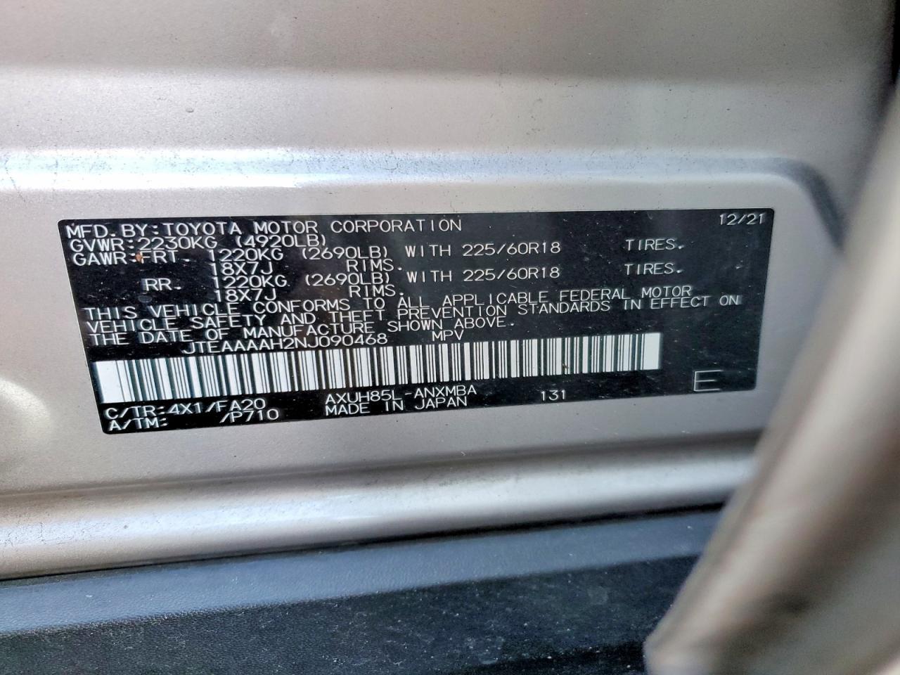 2022 TOYOTA VENZA