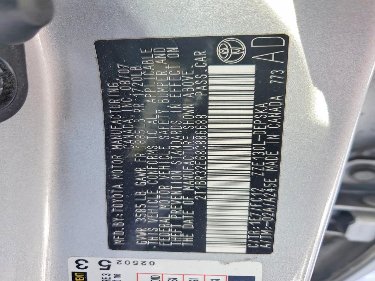 2008 TOYOTA COROLLA