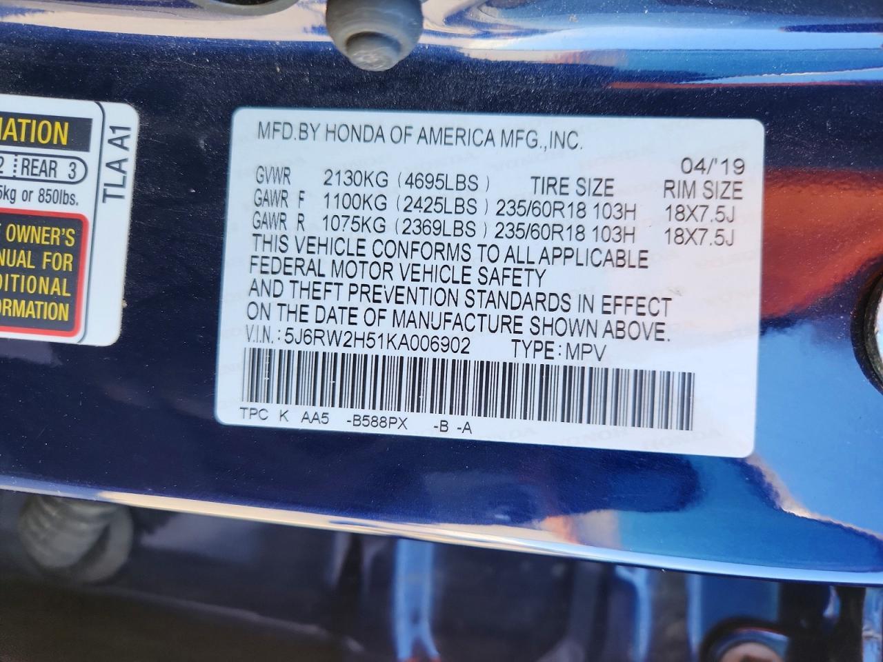 2019 HONDA CR-V