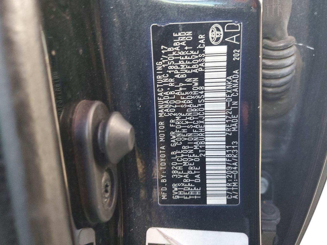 2018 TOYOTA COROLLA