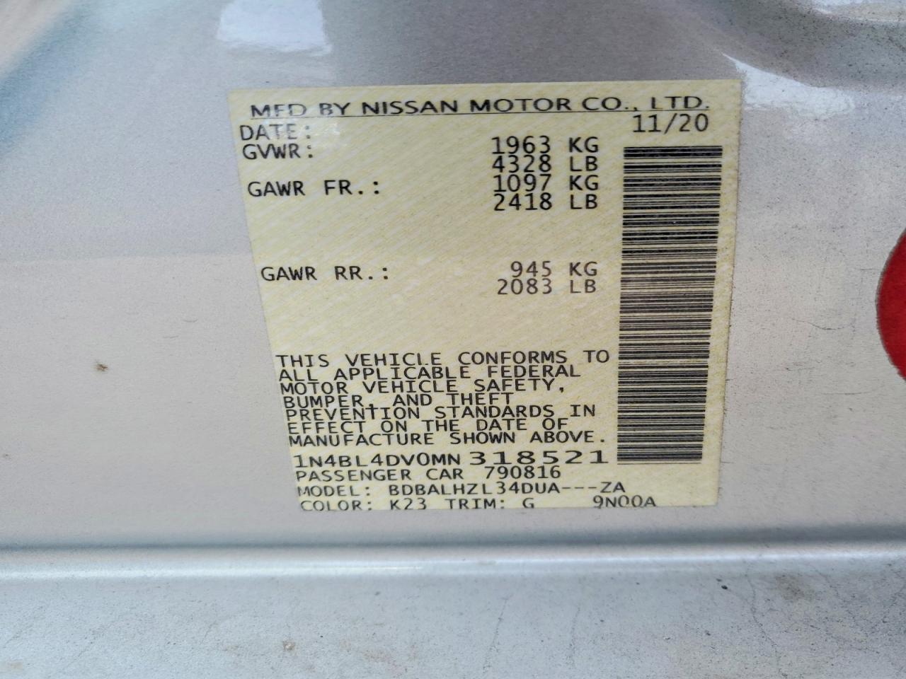 2021 NISSAN ALTIMA