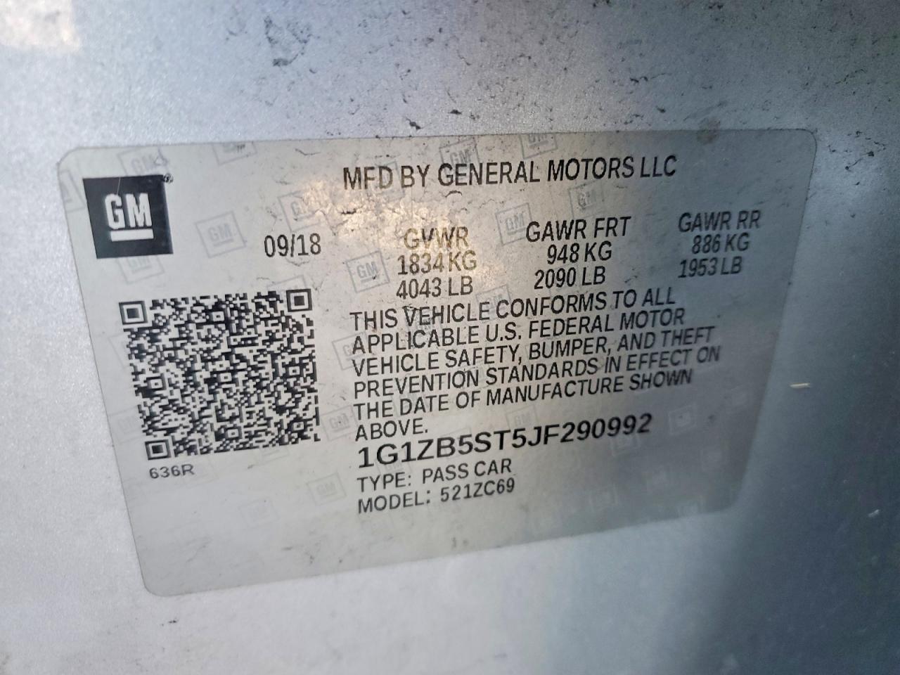 2018 CHEVROLET MALIBU