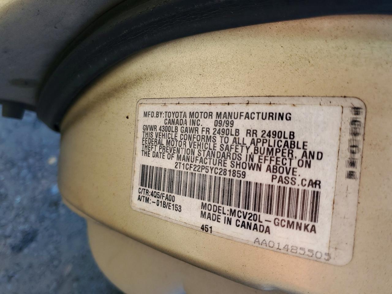 2000 TOYOTA CAMRY