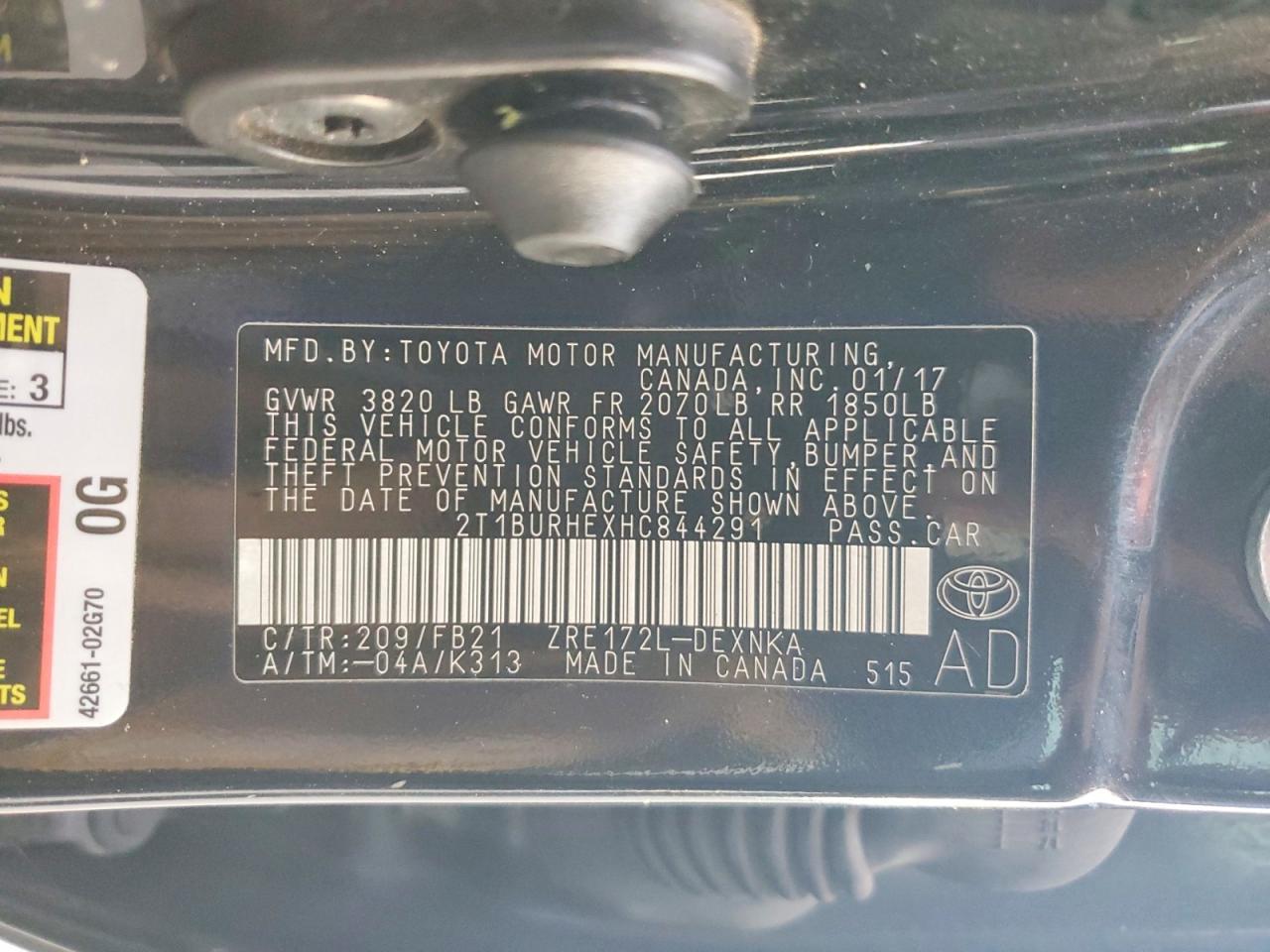 2017 TOYOTA COROLLA