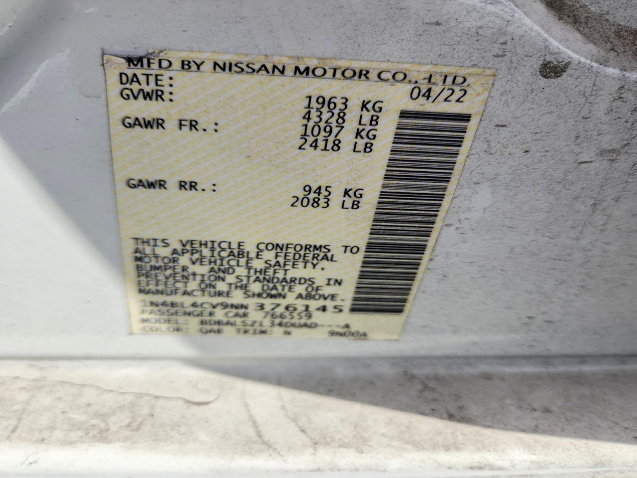 2022 NISSAN ALTIMA
