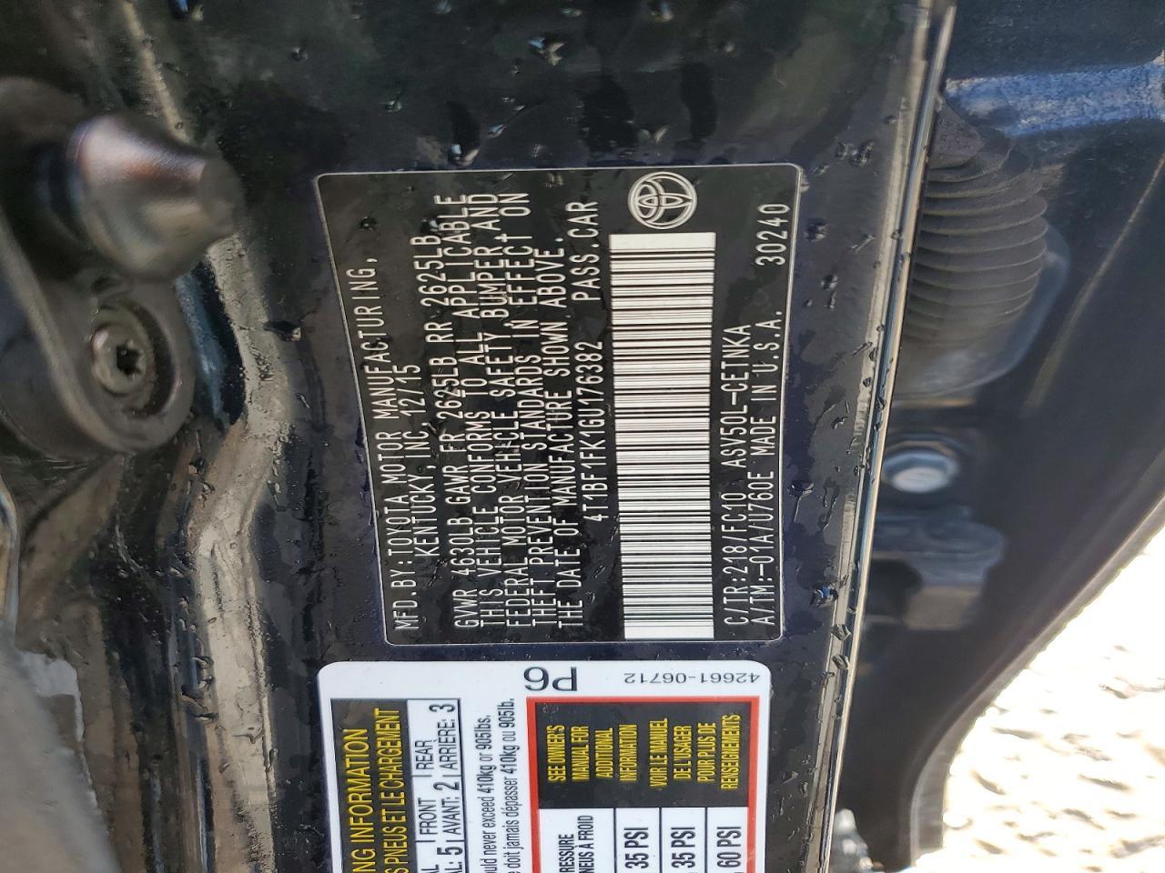 2016 TOYOTA CAMRY