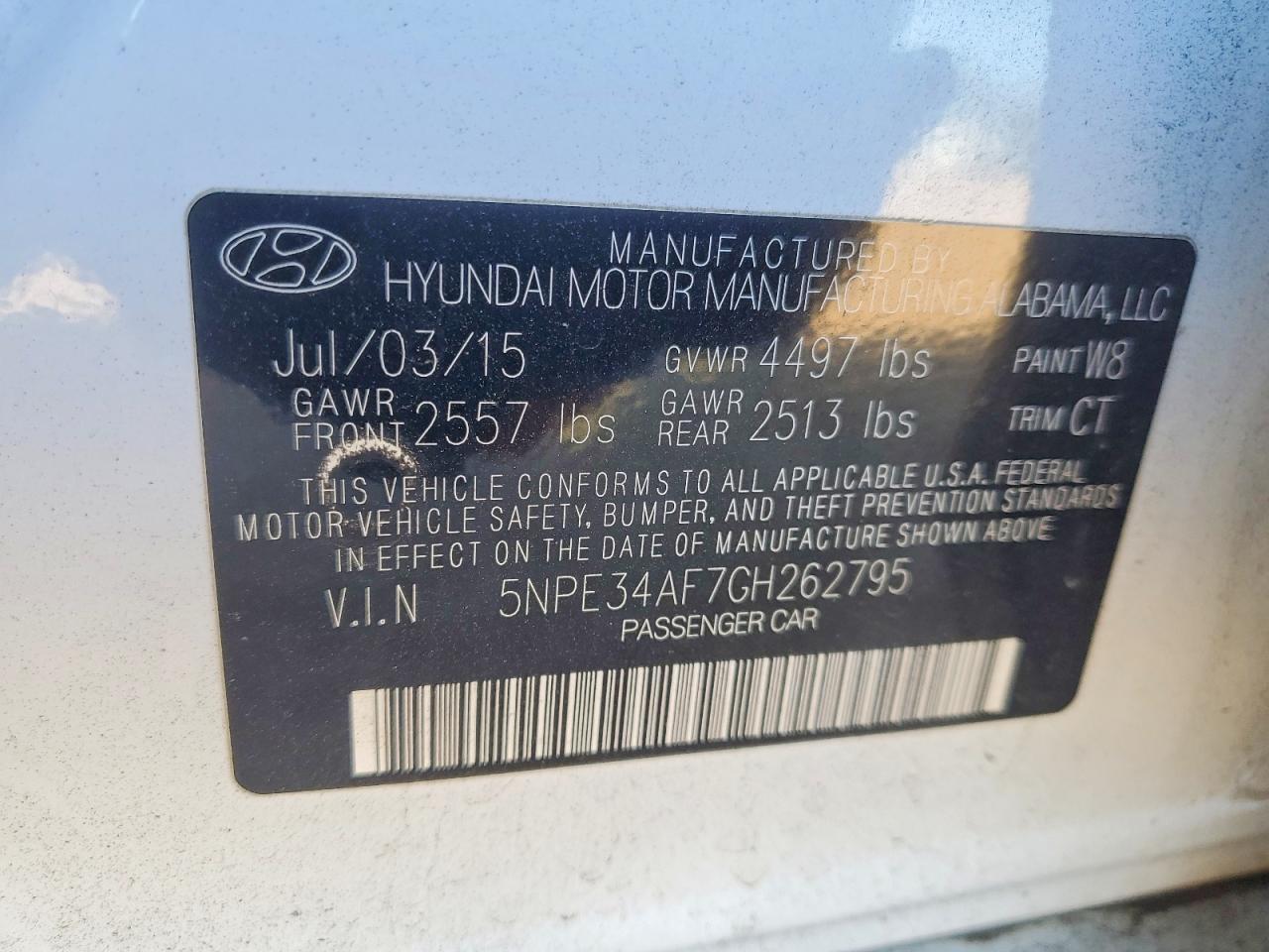 2016 HYUNDAI SONATA