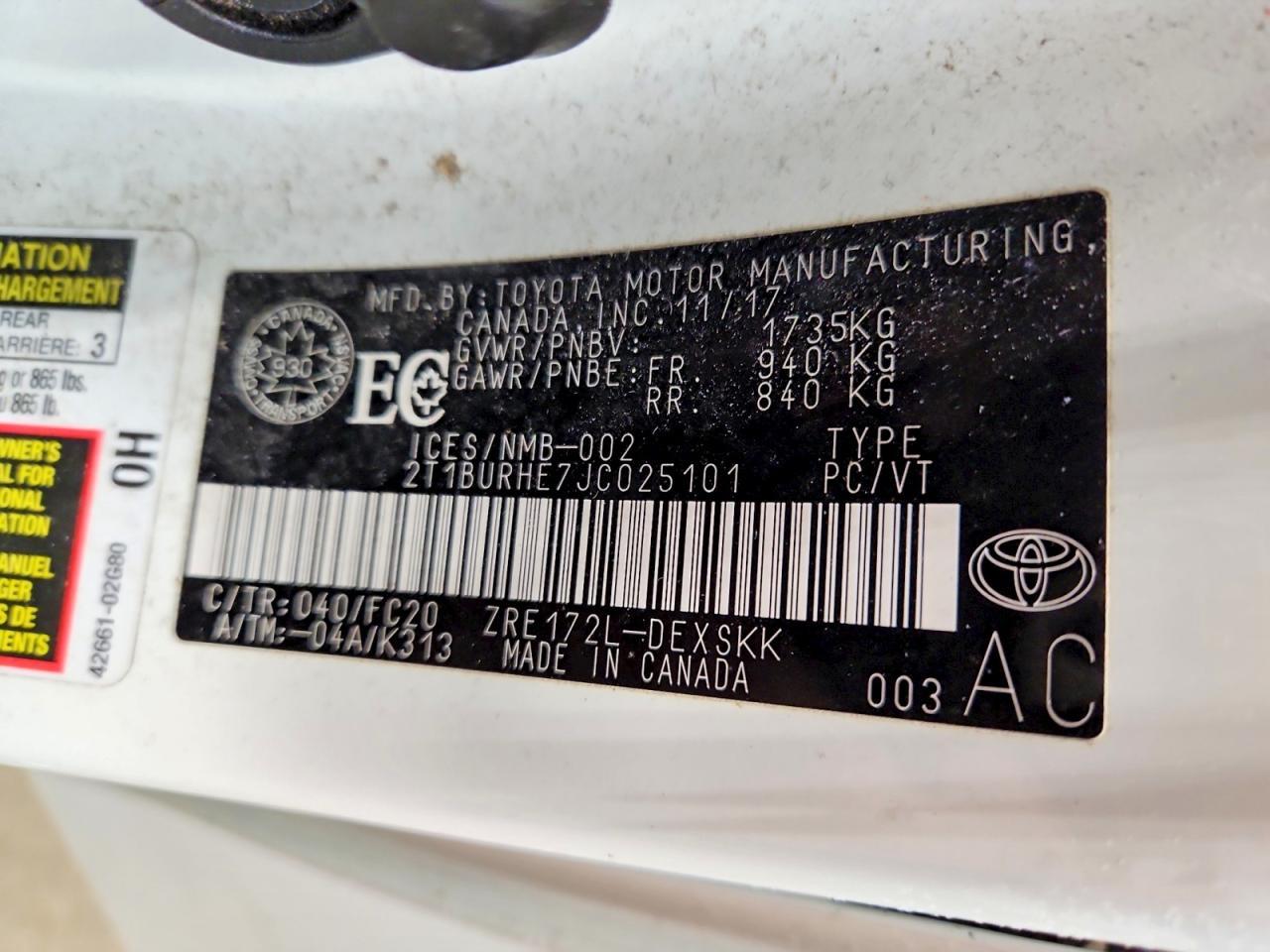 2018 TOYOTA COROLLA