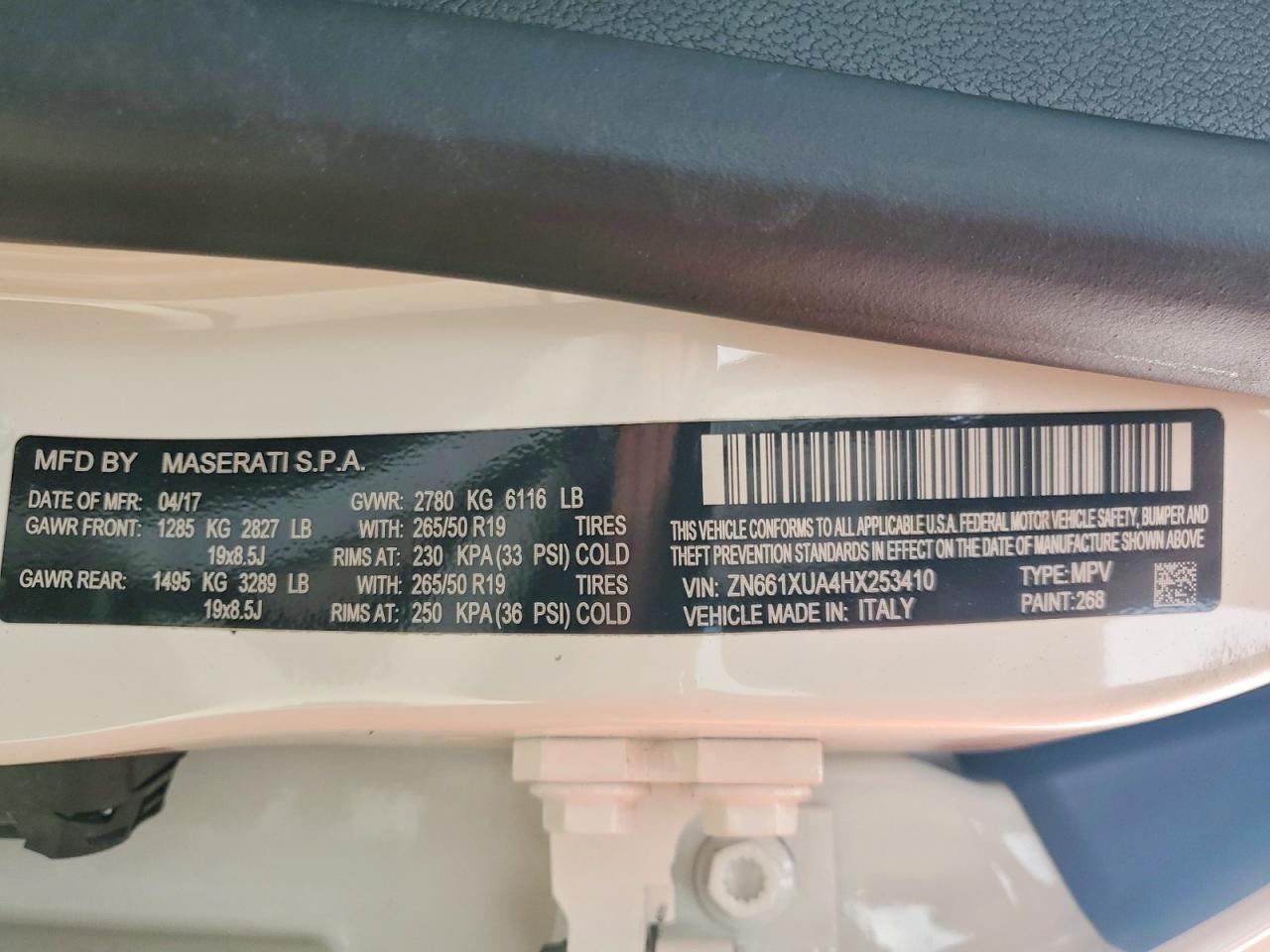 2017 MASERATI Levante