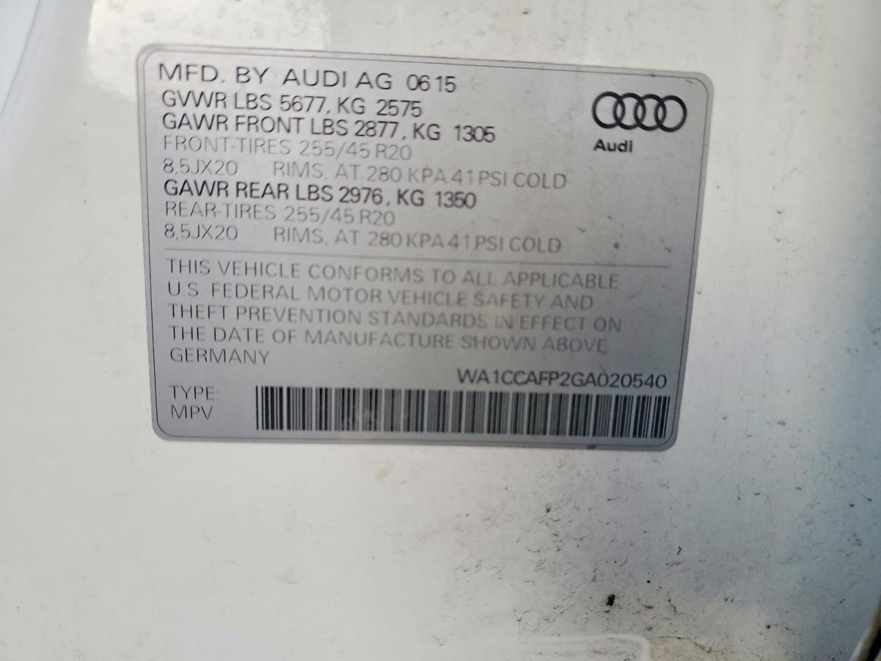 2016 AUDI SQ5