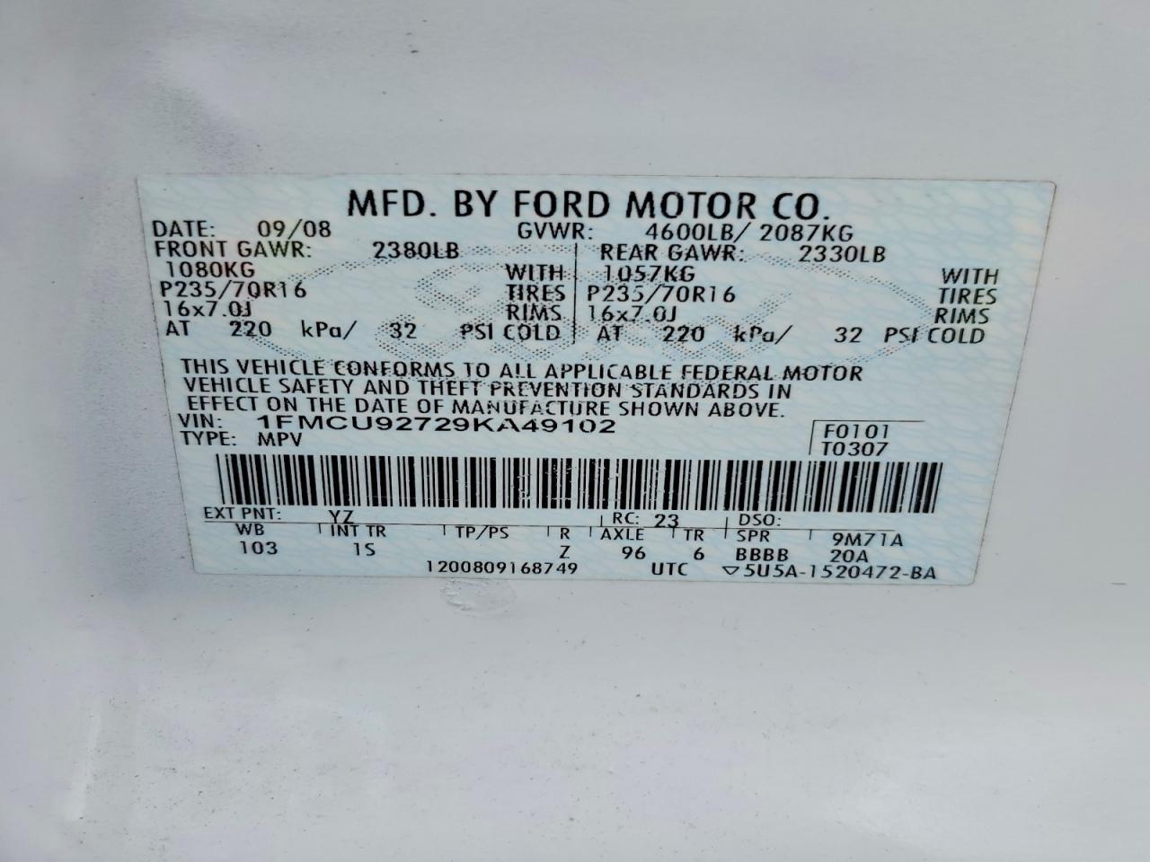 2009 FORD ESCAPE