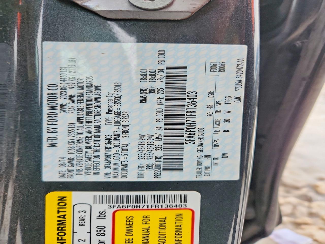 2015 FORD FUSION