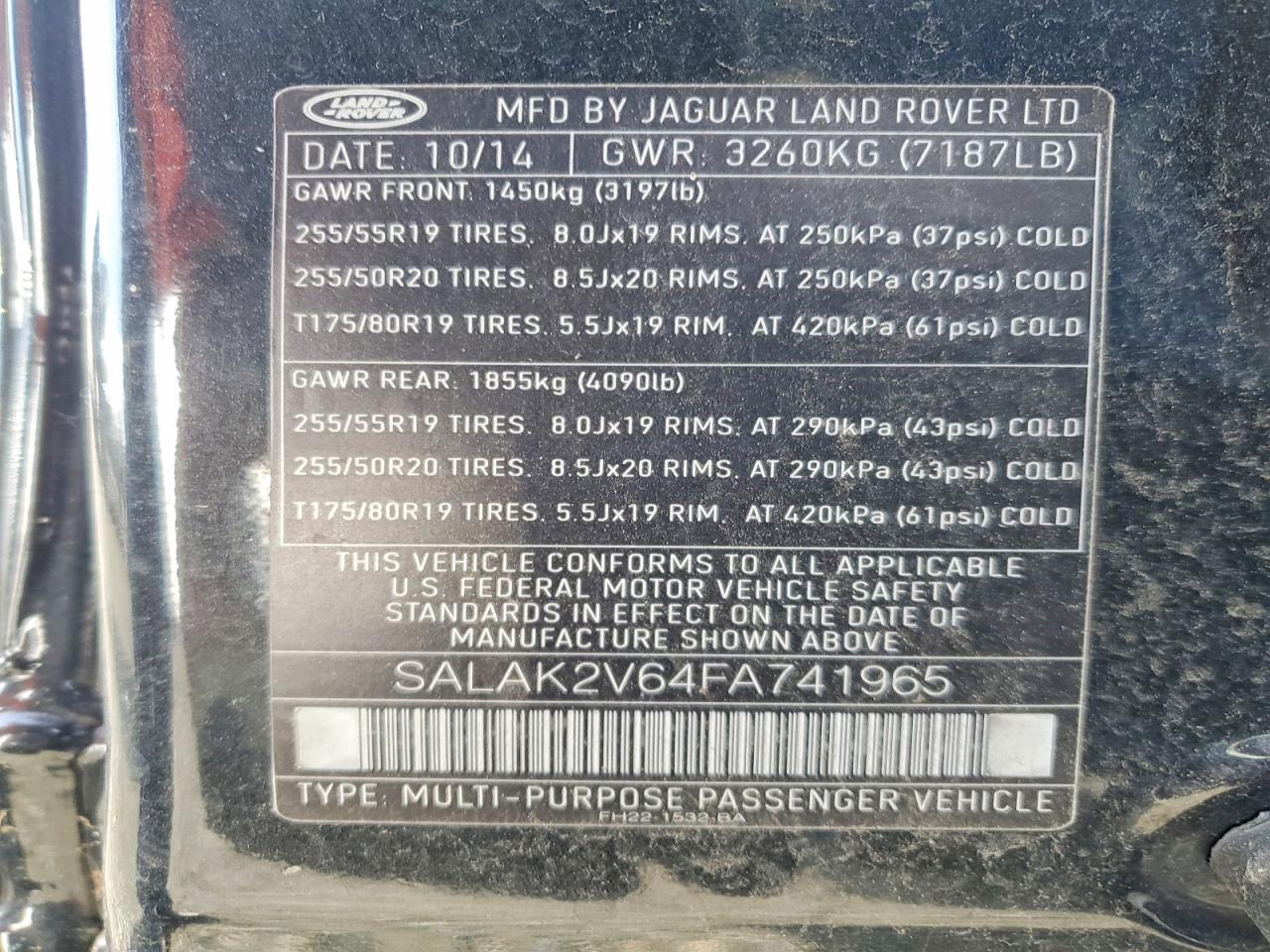 2015 LAND ROVER LR4