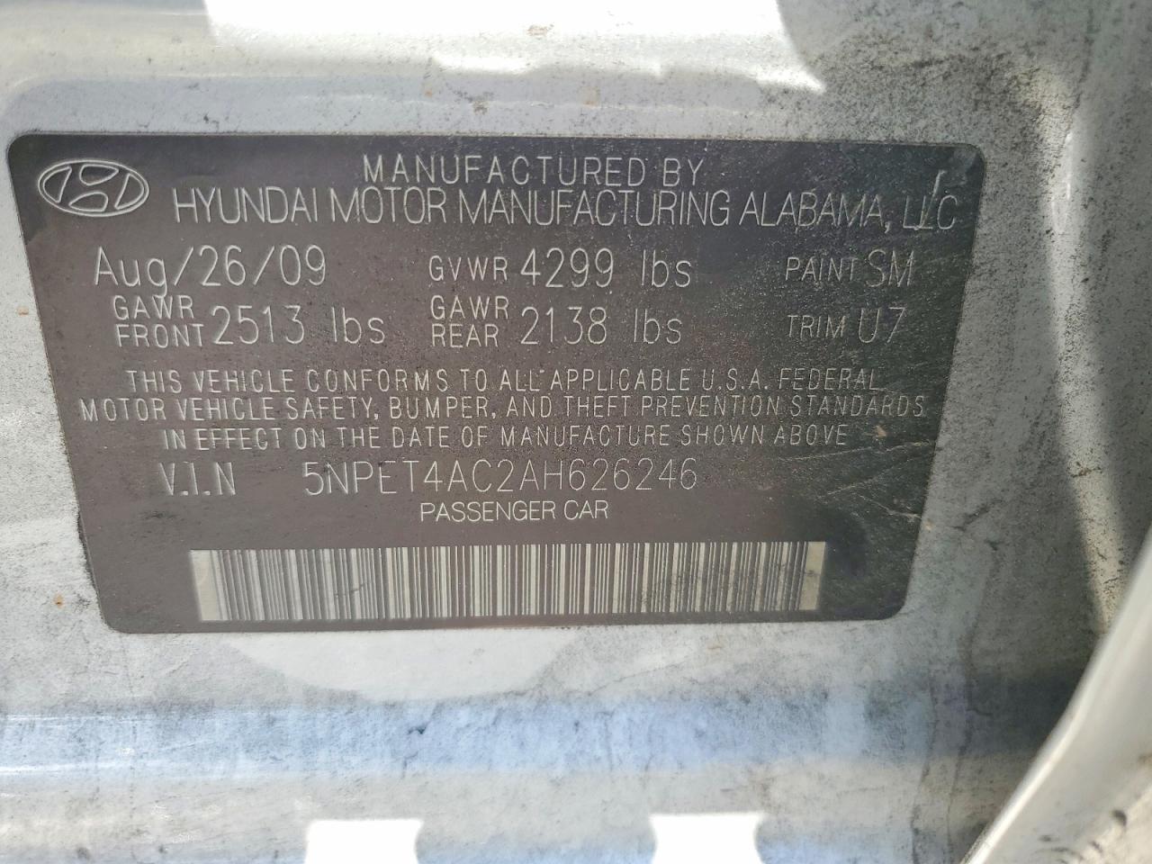 2010 HYUNDAI SONATA
