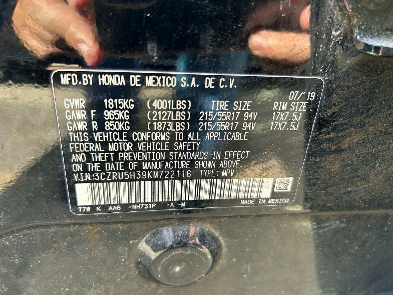 2019 HONDA HR-V