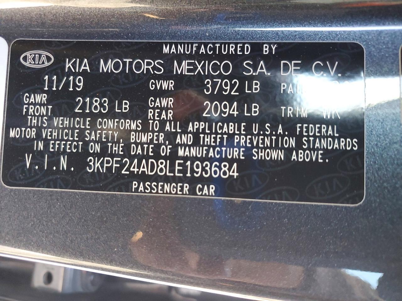 2020 KIA FORTE