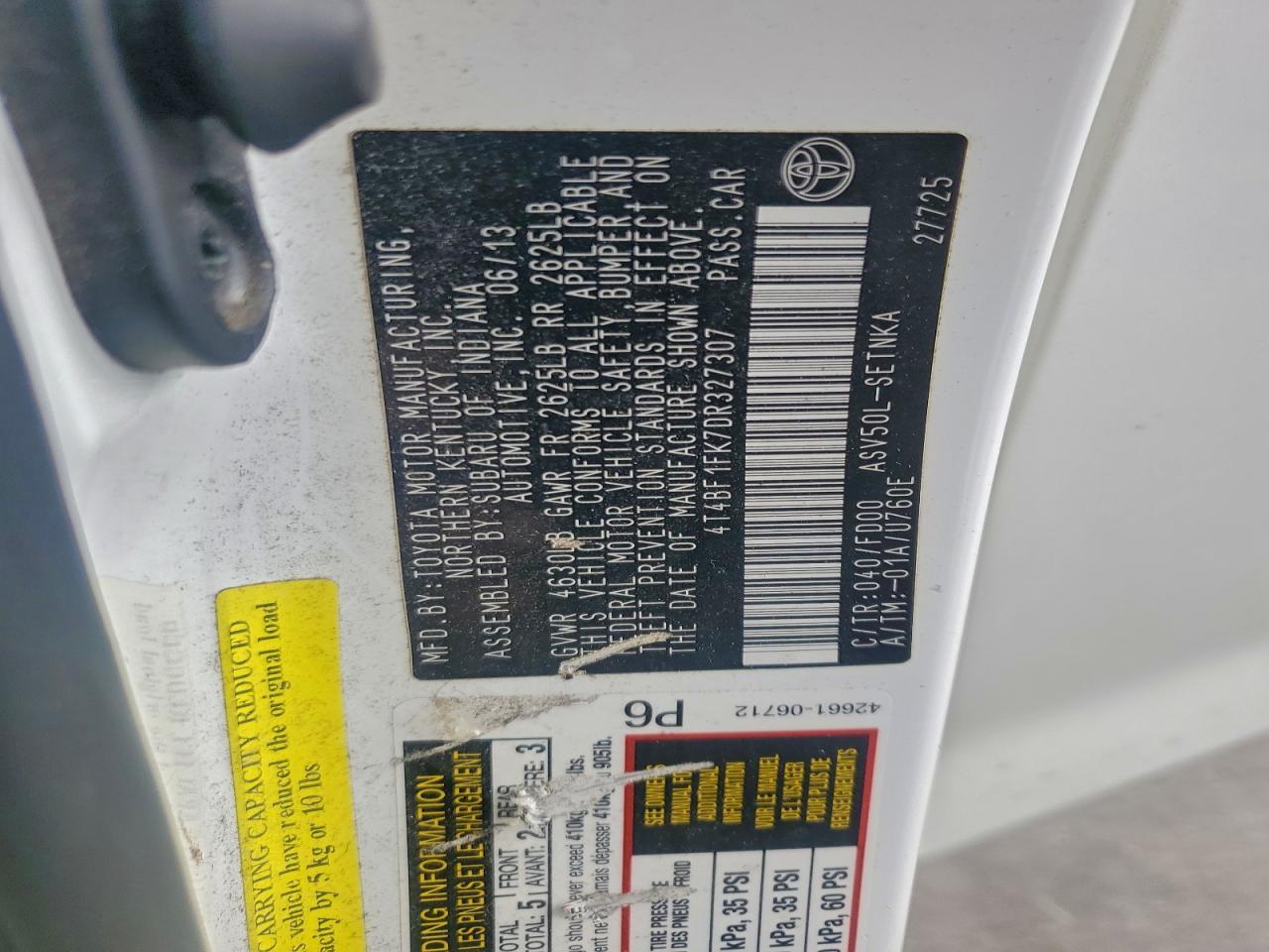 2013 TOYOTA CAMRY