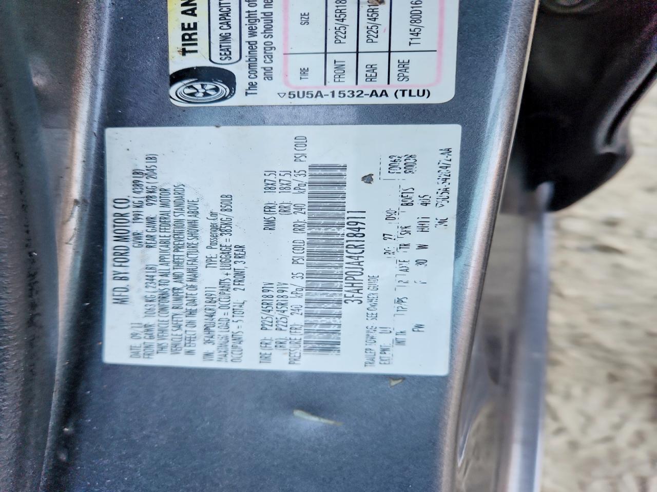 2012 FORD FUSION