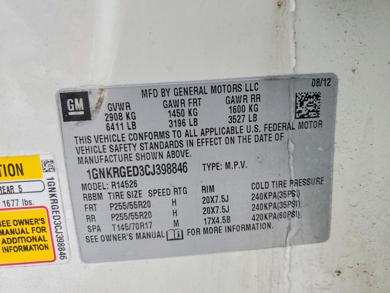 2012 CHEVROLET TRAVERSE