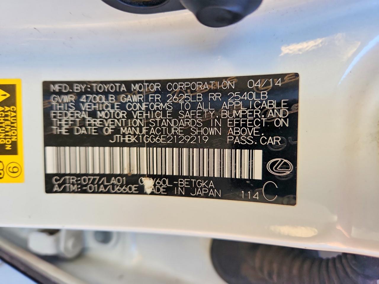 2014 LEXUS ES 350