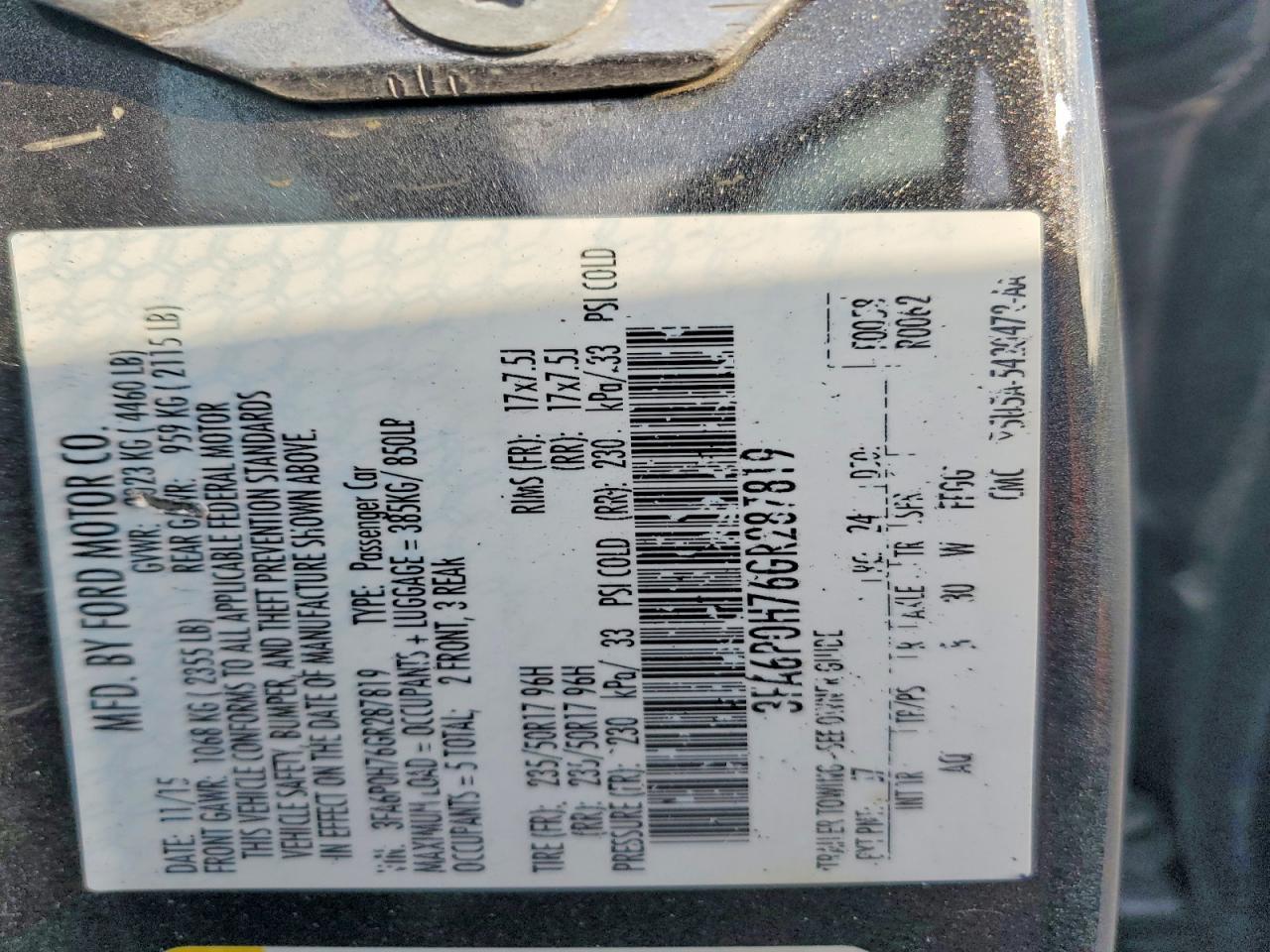 2016 FORD FUSION