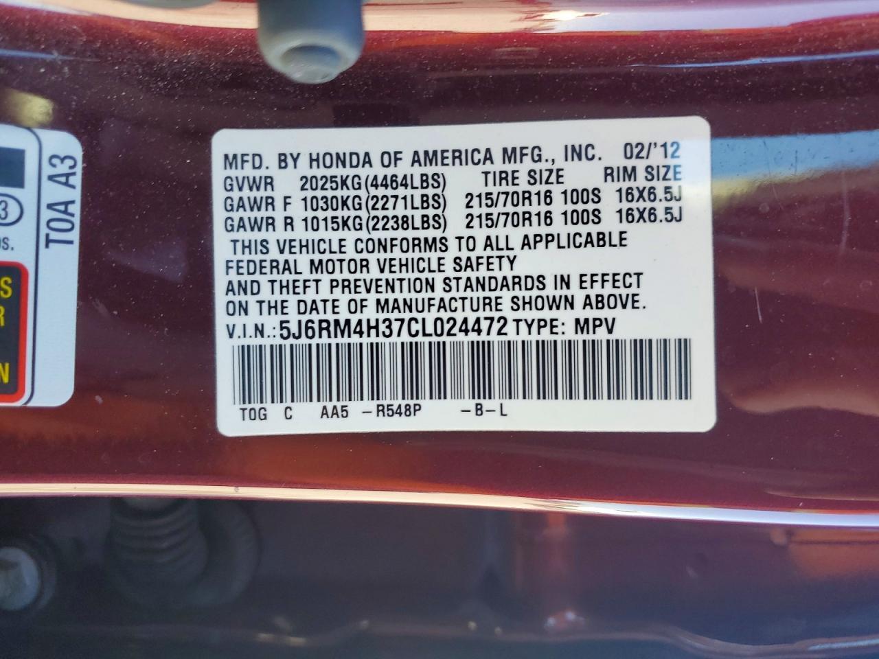 2012 HONDA CR-V
