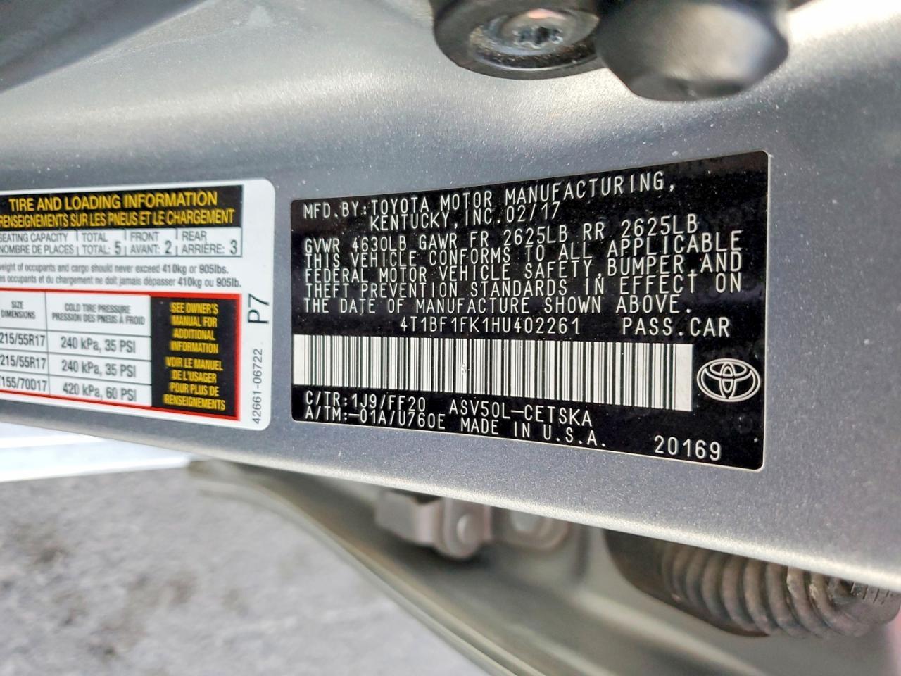 2017 TOYOTA CAMRY