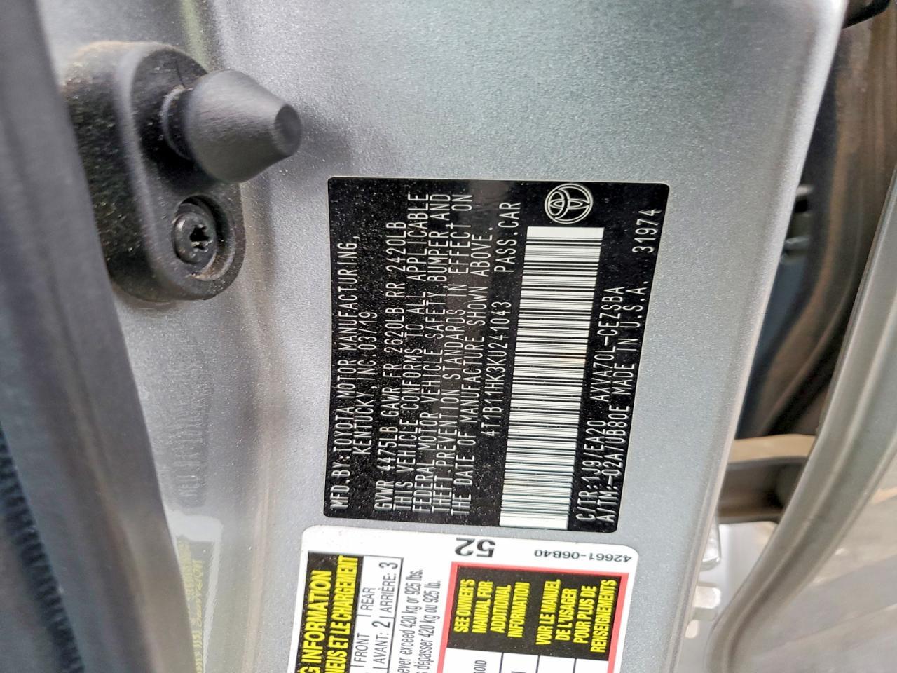 2019 TOYOTA CAMRY