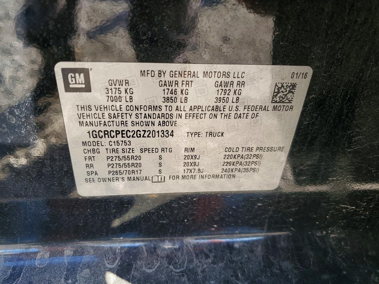 2016 CHEVROLET SILVERADO 1500