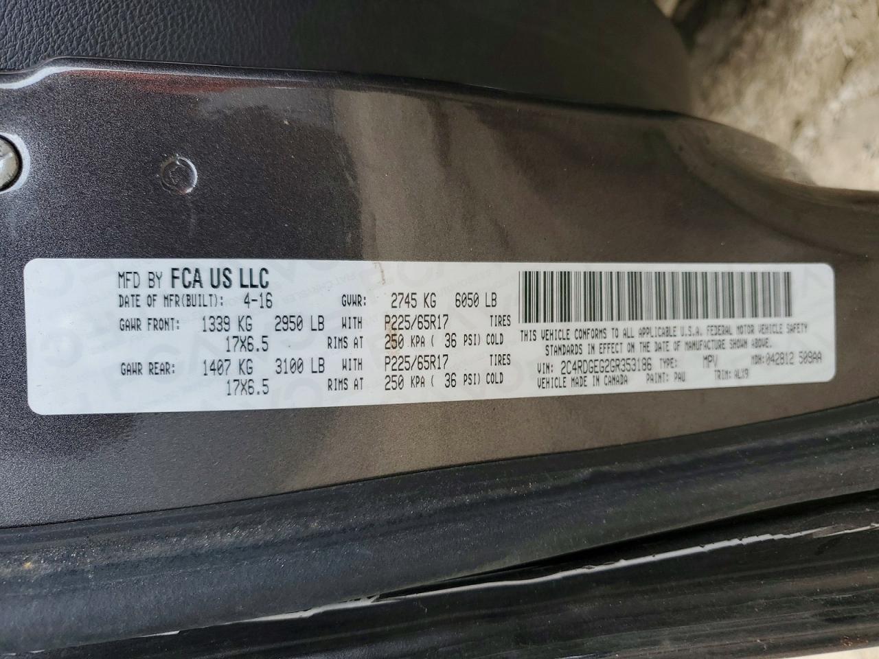 2016 DODGE GRAND CARAVAN