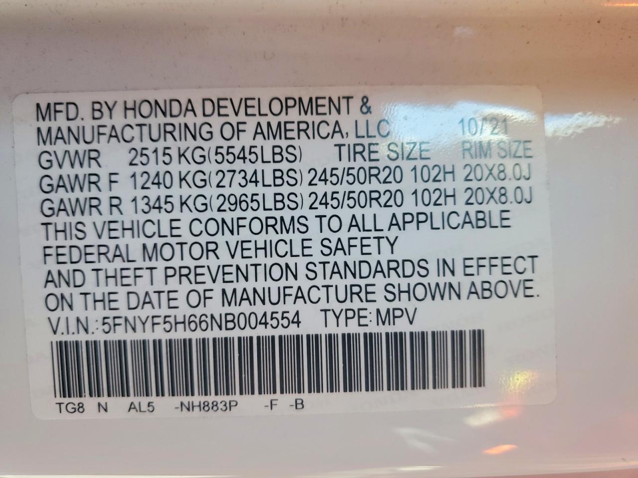 2022 HONDA PILOT