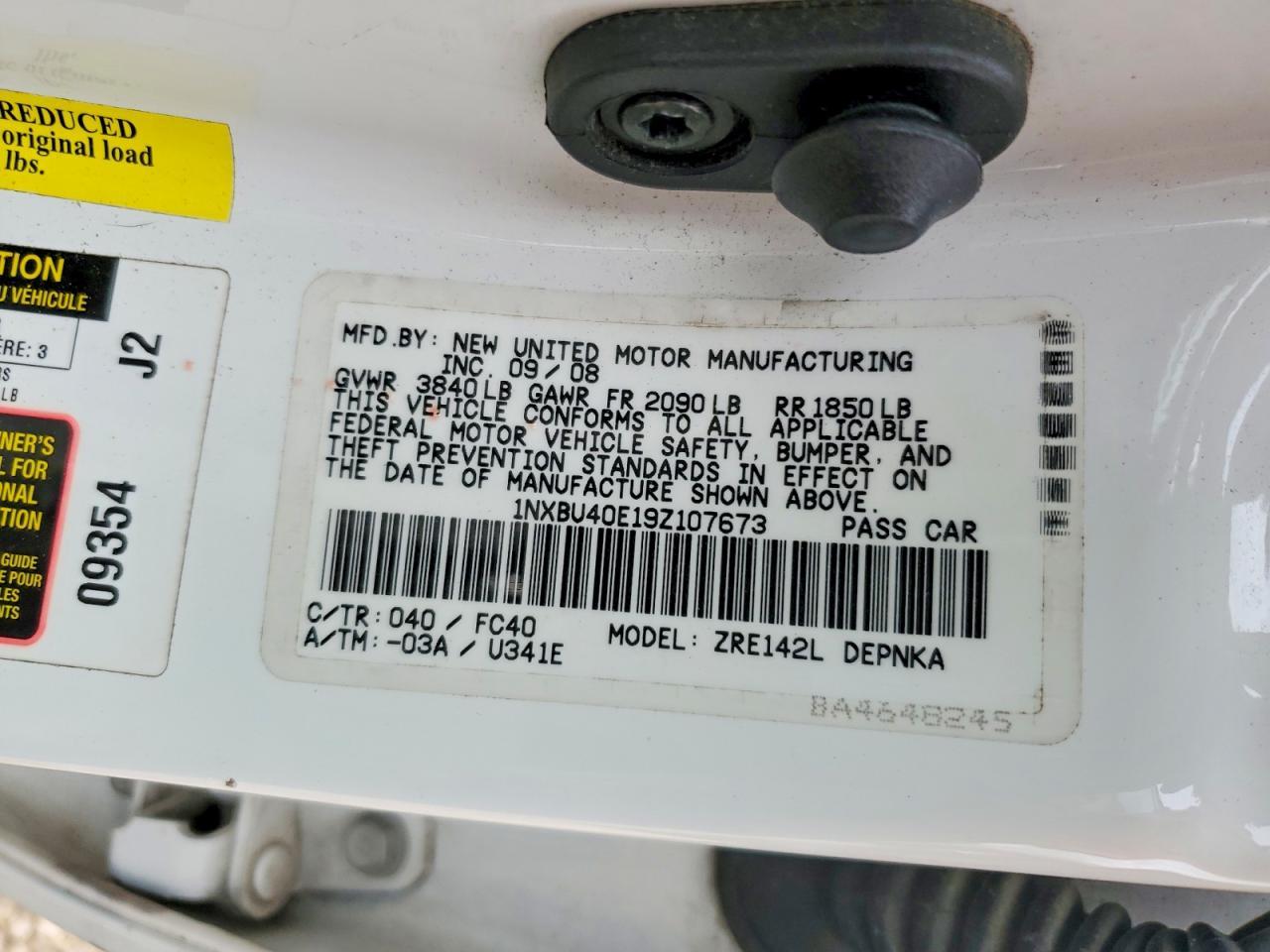 2009 TOYOTA COROLLA
