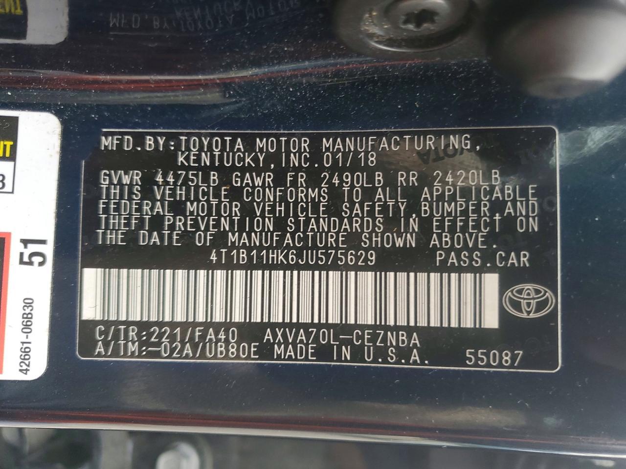 2018 TOYOTA CAMRY