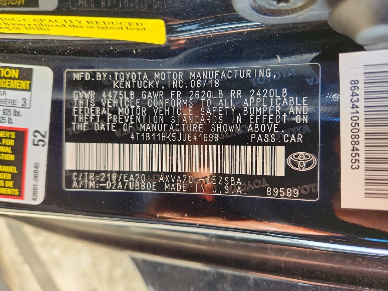 2018 TOYOTA CAMRY
