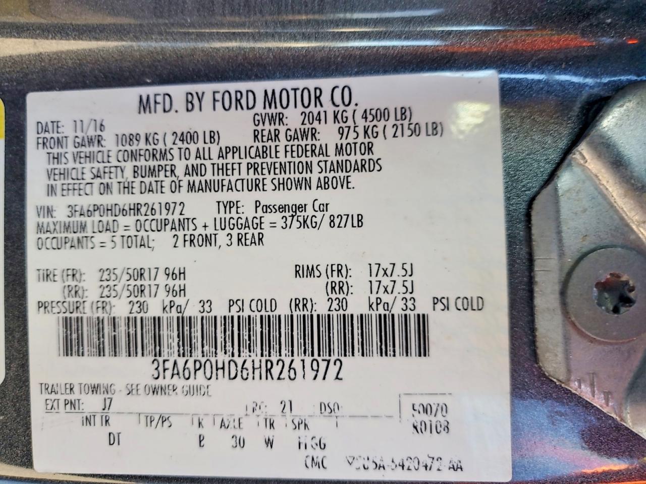 2017 FORD FUSION