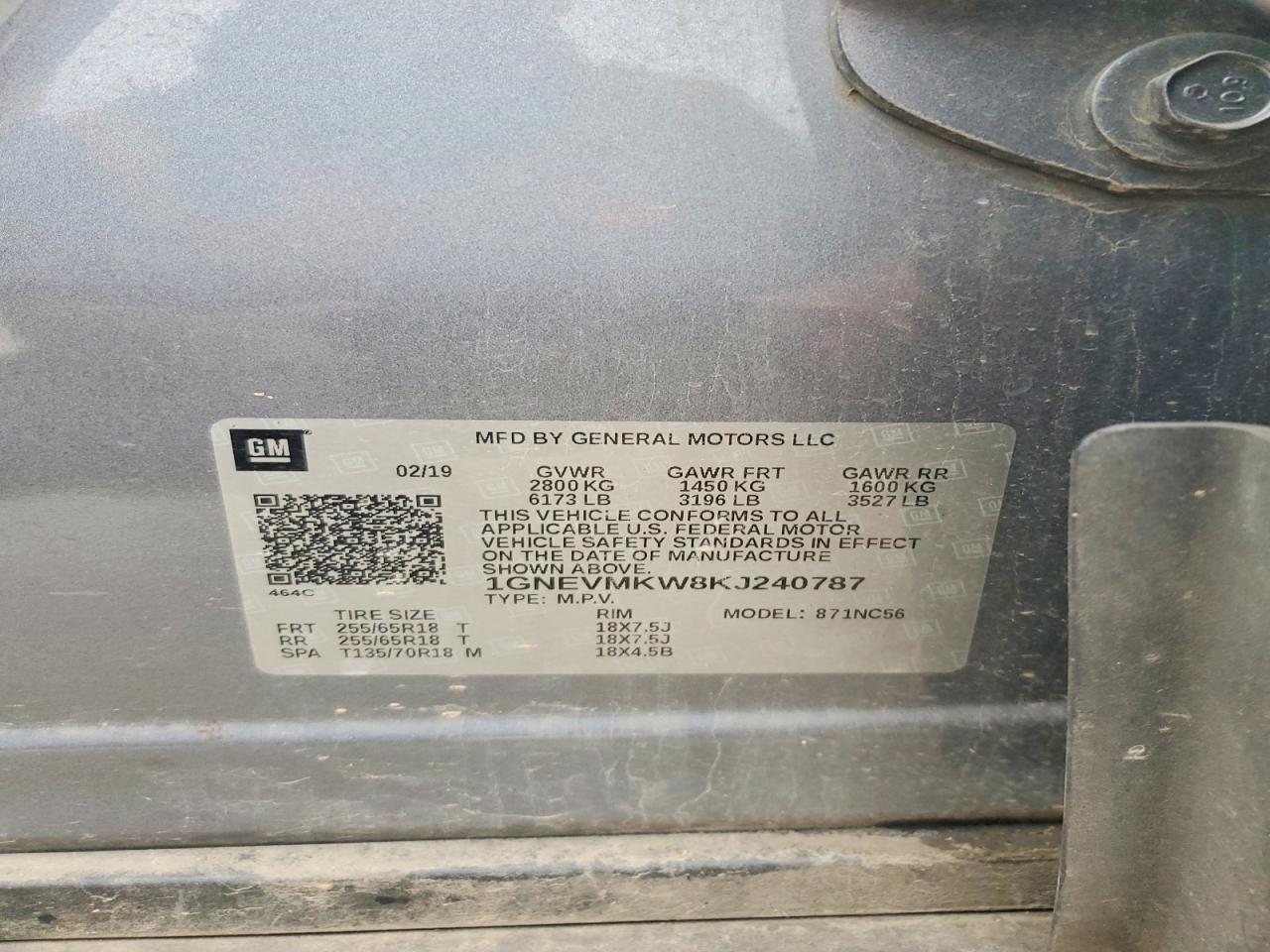 2019 CHEVROLET TRAVERSE