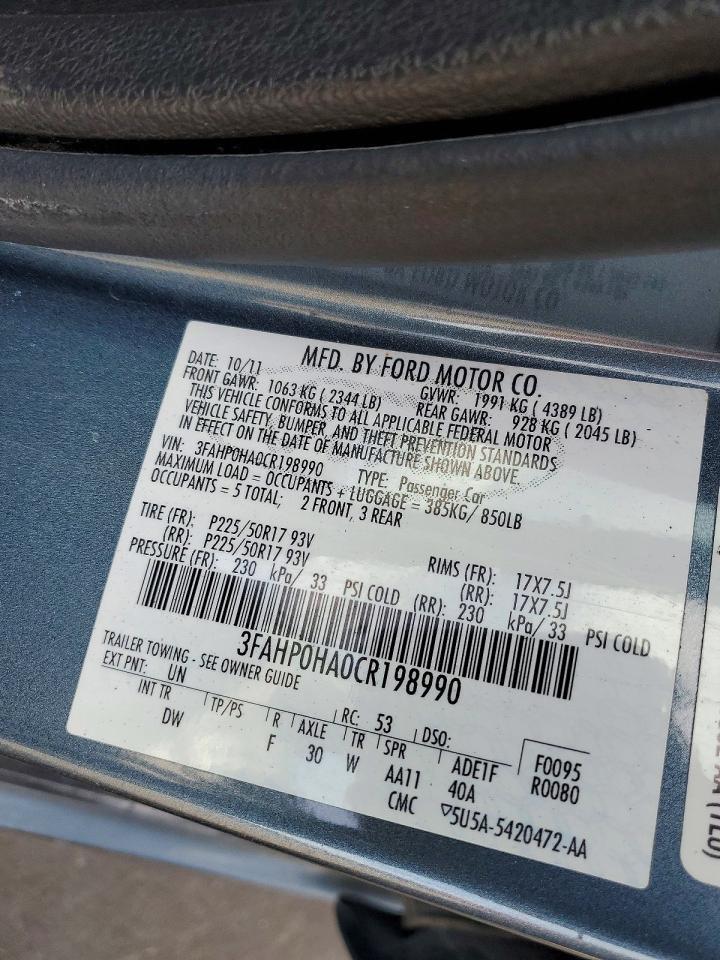 2012 FORD FUSION