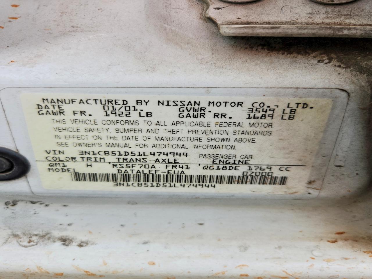 2001 NISSAN SENTRA