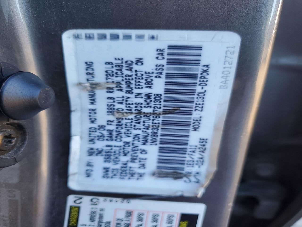 2006 TOYOTA COROLLA