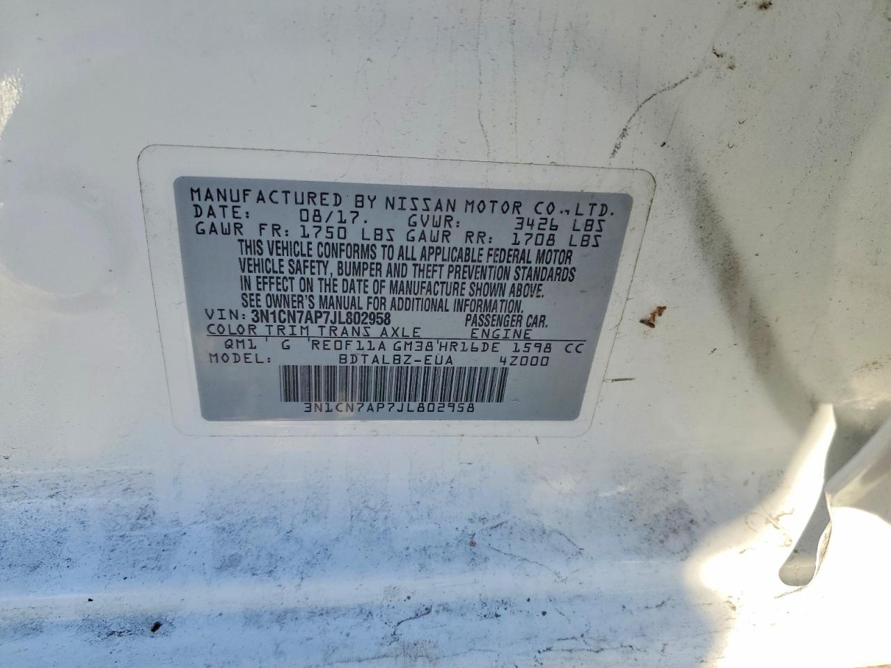 2018 NISSAN VERSA