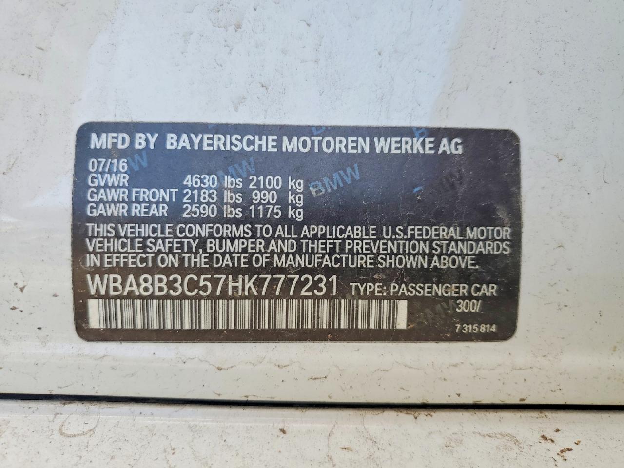 2017 BMW 3 SERIES