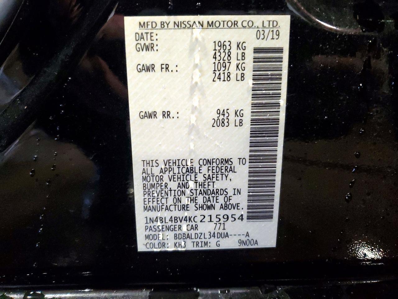 2019 NISSAN ALTIMA