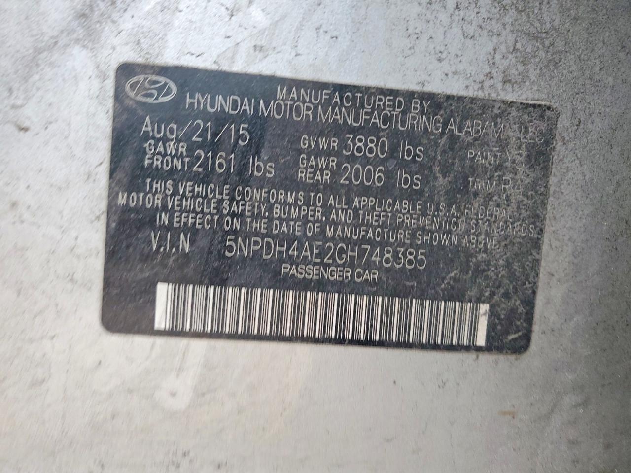 2016 HYUNDAI ELANTRA
