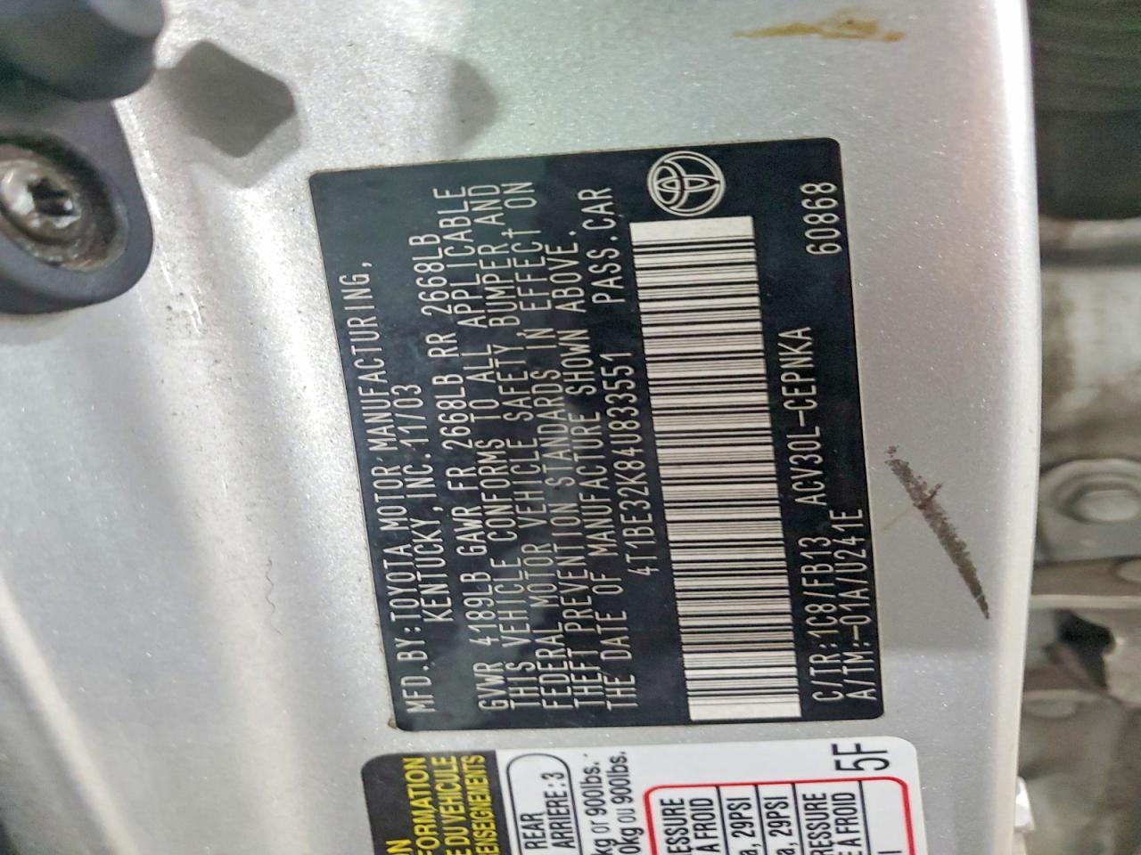 2004 TOYOTA CAMRY