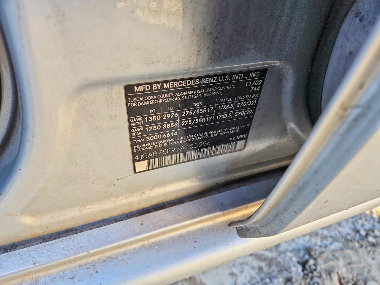 2003 MERCEDES-BENZ ML-Class